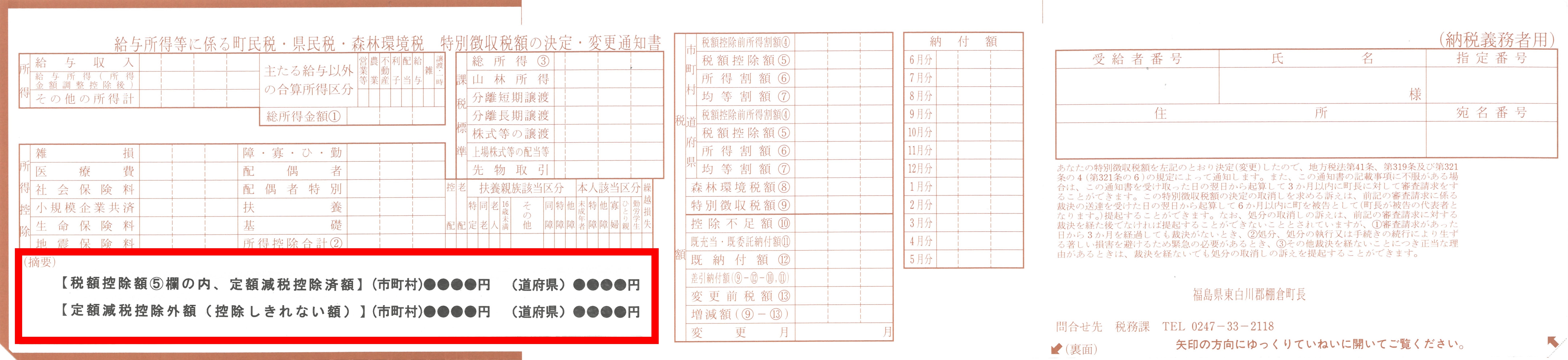 特別徴収決定通知書